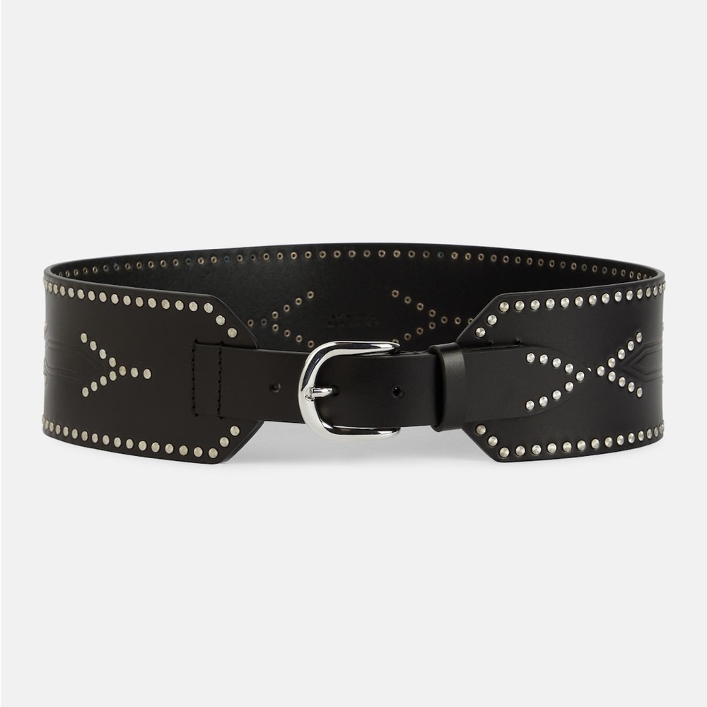 ISABEL MARANT TELMA WIDE STUDDED LEATHER BELT L/XL 90cm NWOT - Picture 1 of 16